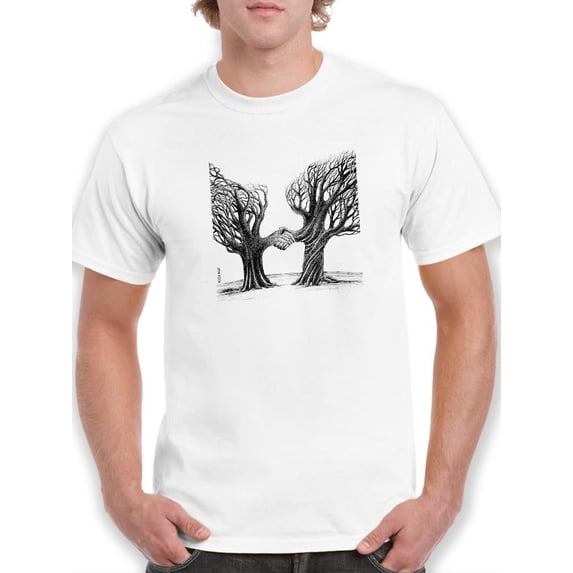 Trees Shaking Hands T-Shirt Men -Mohsen Najafi Designs, Male Small