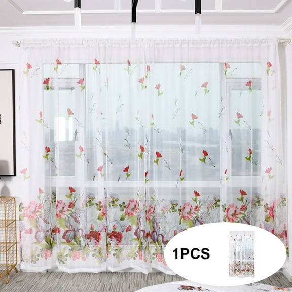 Trees Sheer Curtain Tulle Window Treatment Voile Drape Valance Fabric