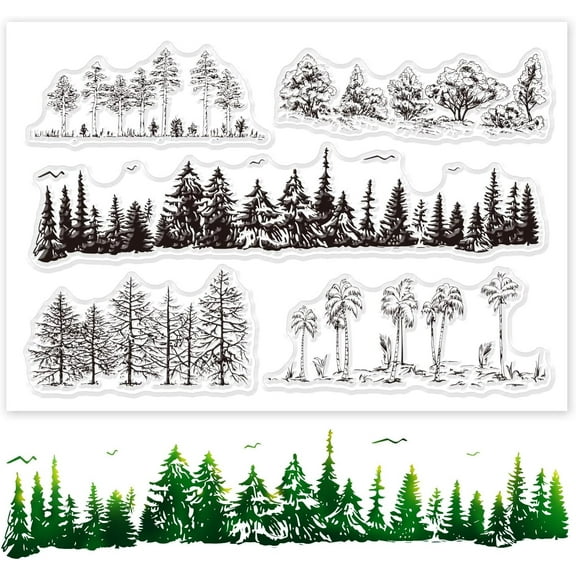 Trees Silicone Clear Stamps Pine Tree Palm Tree Transparent Stamp