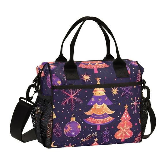Trees Snow Christmas Cooler Bag Lunch Bag Soft Cooler Cooling Tote Insulated Lunch Box for Adult Men Women