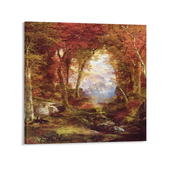 Under The Trees By Thomas Moran Art Prints Paintings Canvas Poster Artworks Picture Print Poster Wall Art Painting Canvas Gift Decor Home Posters Decorative 16x16inch(40x40cm)
