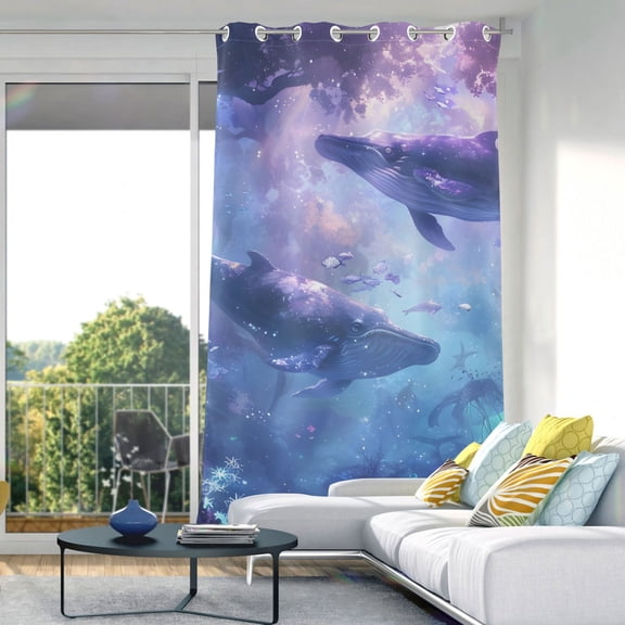 Trees Whales Blackout Curtain Panels Drapes Privacy Assured with Light Filtering Curtains for Living room Bedroom Bathroom Window