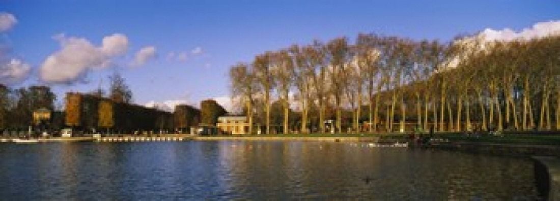 Trees along a lake Chateau de Versailles Versailles Yvelines France Canvas Art - Panoramic Images (18 x 7)
