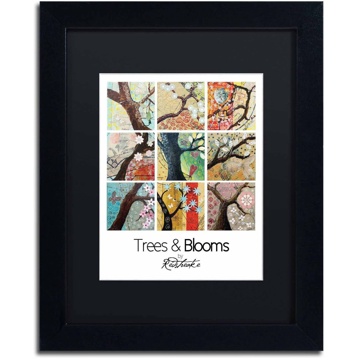 "Trees and Blooms" Canvas Art by Jennifer Redstreake Black Matte, Black Frame