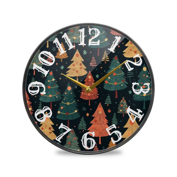 Trees and Bulbs Wall Clock 10 Inch Silent Non Ticking Battery Operated Easy to Read for Kitchen Living Room