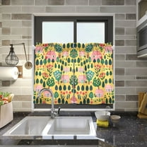 Trees and Houses Kitchen Curtains Half Tier Curtain 2 Rod Pockets Bathroom Bedroom Cupborad Living Room 27"x24"