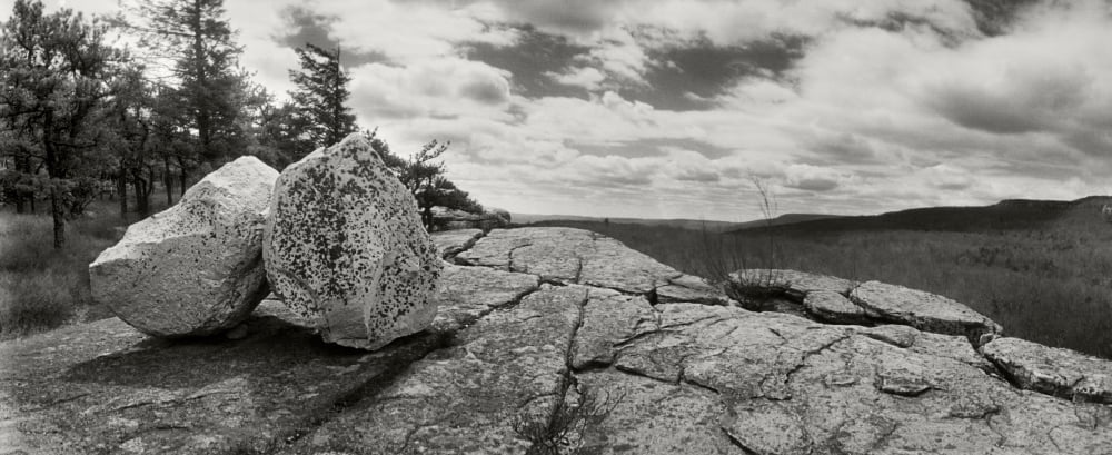 Trees and boulders along the Gertrudes Nose Minnewaska State Park Catskill Mountains New York State USA Canvas Art - Panoramic Images (27 x 9)
