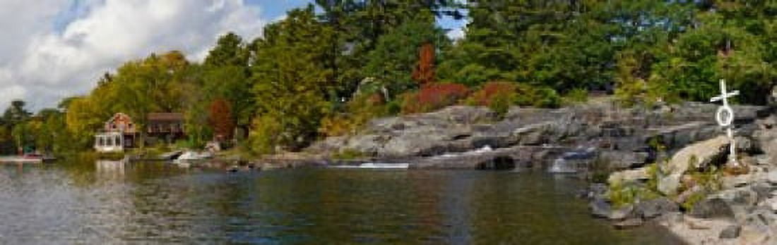 Trees at the riverside Moon River Bala Muskoka Ontario Canada Canvas Art - Panoramic Images (18 x 6)