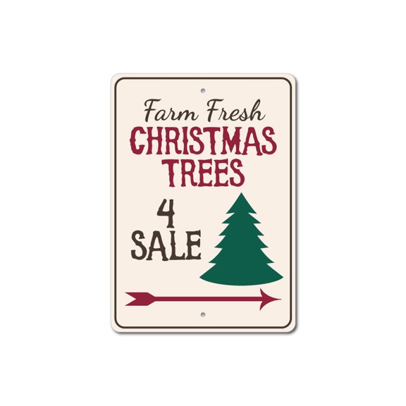 Trees for Sale Sign, Christmas Tree Decor, Christmas Tree Aluminum Metal Decor Sign - 4x18 inches