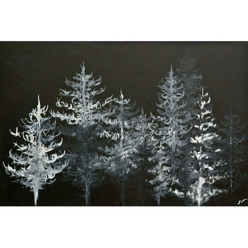 Trees in Moonlight Black and White Canvas Art Print