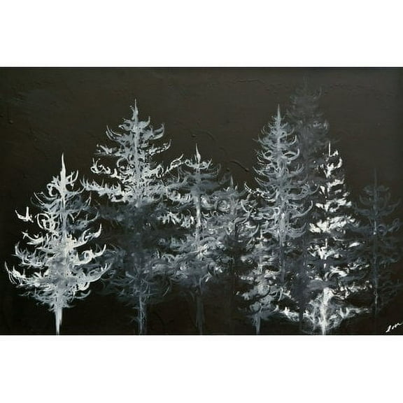 "Trees in Moonlight" Painting Print on Wrapped Canvas