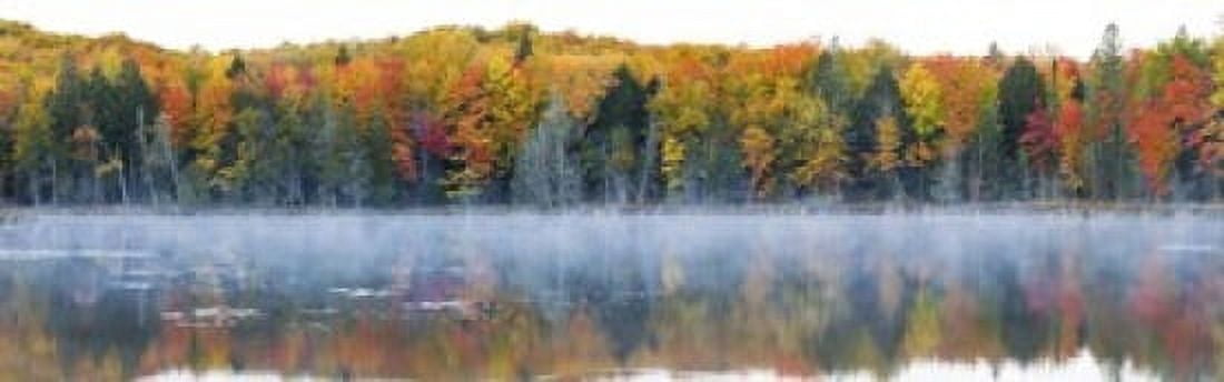 Trees in autumn at Lake Hiawatha Alger County Upper Peninsula Michigan USA Canvas Art - Panoramic Images (18 x 6)
