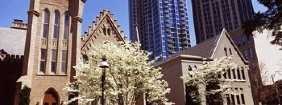 Trees in front of a building Charlotte Mecklenburg County North Carolina USA Canvas Art - Panoramic Images (15 x 6)