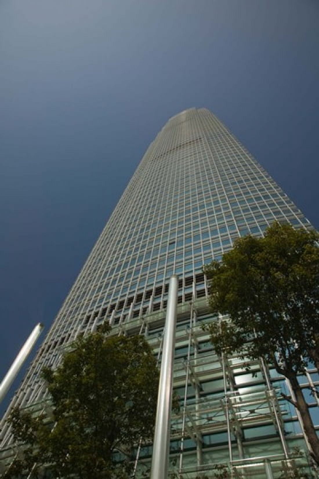 Trees in front of a building Two International Finance Centre Central District Hong Kong Island Hong Kong Canvas Art - Panoramic Images (24 x 36)