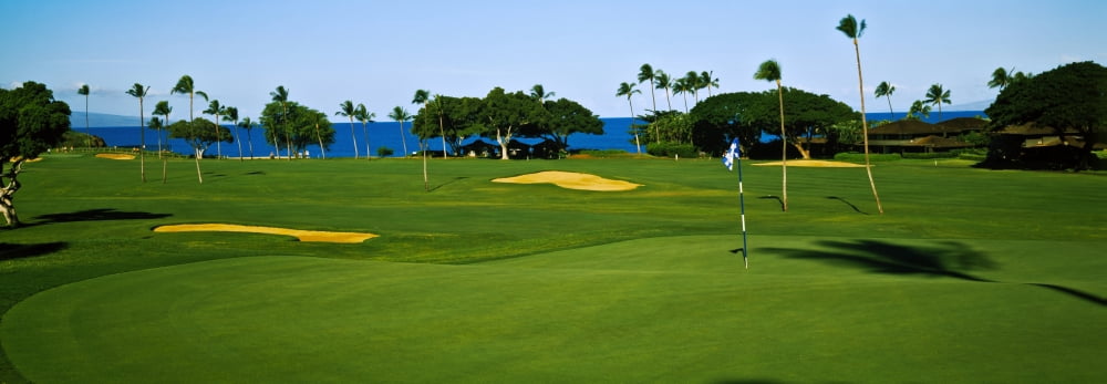 Trees on a golf course Kaanapali Golf Course Maui Hawaii USA Canvas Art - Panoramic Images (12 x 36)