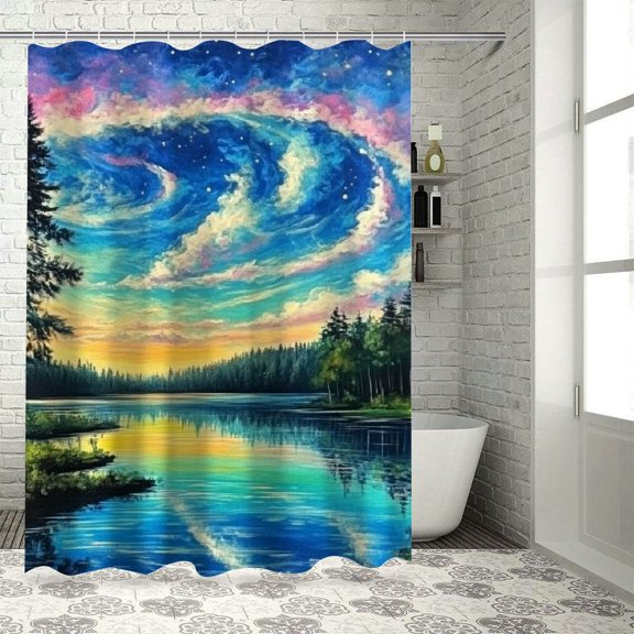 Trees, sky shower curtain for bathroom decoration shower curtain for Bathroom with Hooks
