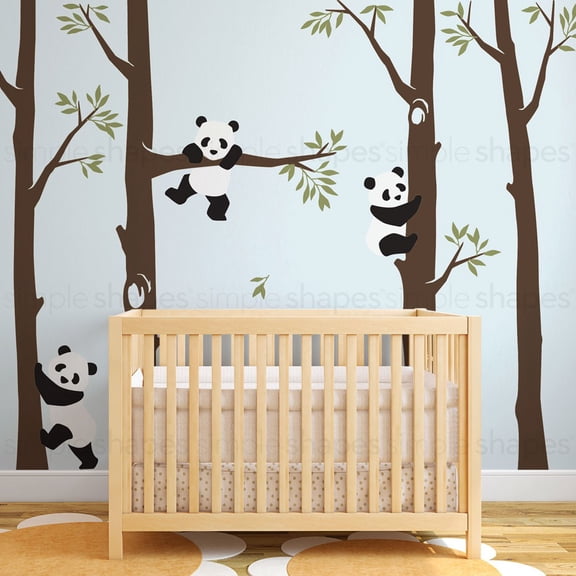 Trees with Pandas Wall Decal - Scheme A - 96" Tall Trees