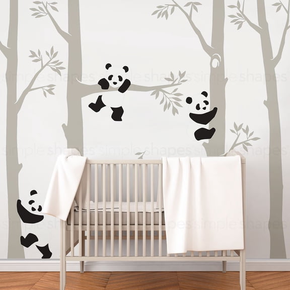 Trees with Pandas Wall Decal - Scheme C- 96" Tall Trees