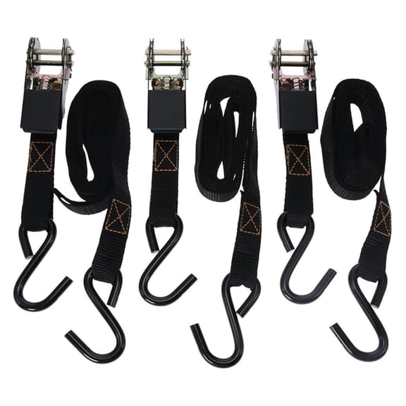 Treestand Ratchet Straps 3-Pack - 1" x 8ft - Heavy Duty Securing Straps for Hunting, Trailer, ATV - Black
