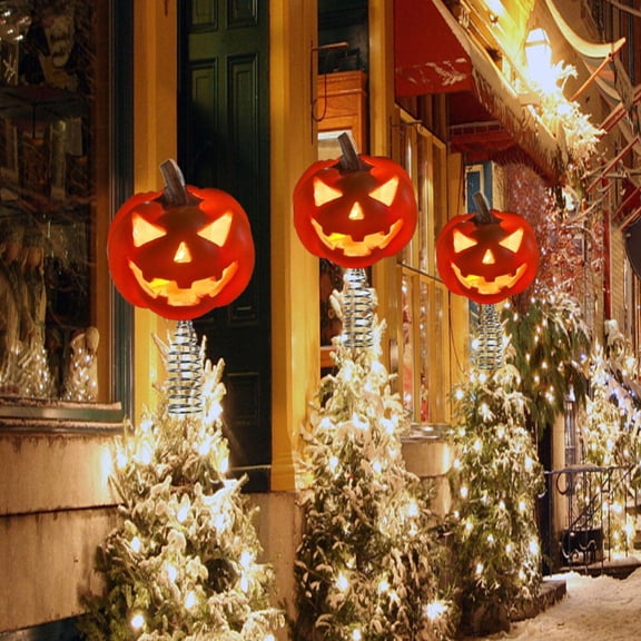 Treetop Pumpkin Pumpkin Decoration Pumpkin For Tree Decoration With Metal Spring Base Party Light-Up Decoration Easy To Use