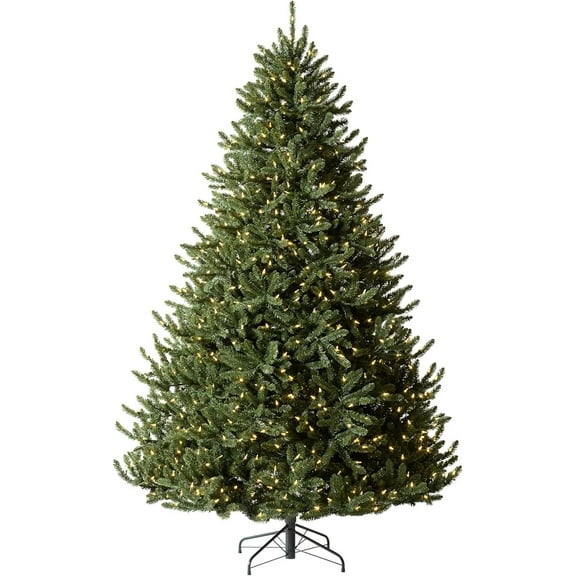 Treetopia Green Artificial Christmas Tree | Alexander Fir - 9 Ft | Prelit with 1200 LED Candlelight Clear Lights | Includes Tree Stand, On/Off Foot Pedal, Extra Bulbs & Fuses