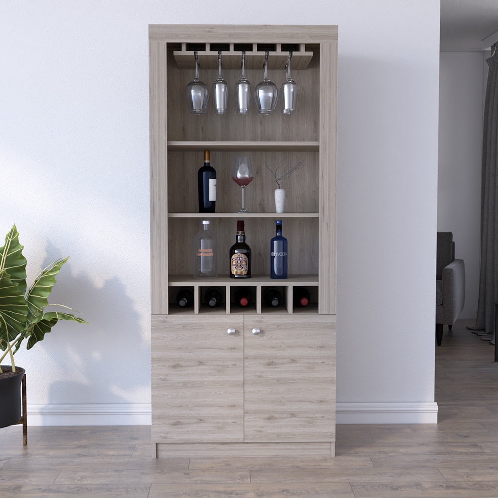 Bar Back Cubbies Treevol Furniture, Bar Cabinet Margarita, Five Wine Cubbies, Light Gray ...