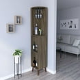 thumbnail image 1 of We Have Furniture Corner Bar Cabinet Plex, Cup Rack, Two External Shelves, Dark Brown Finish, 1 of 3
