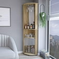 thumbnail image 1 of We Have Furniture Corner Bar Cabinet Rialto, Three Shelves, Macadamia Finish, 1 of 5