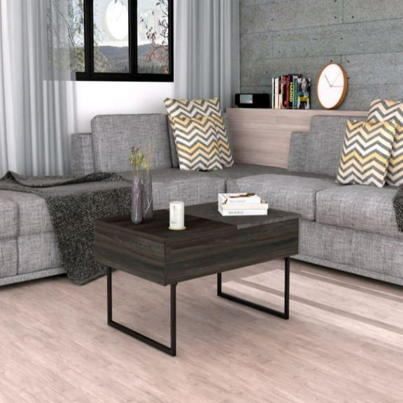 We Have Furniture Lift Top Coffee Table 2 Dazza, One Drawer, Carbon Espresso / Onyx Finish
