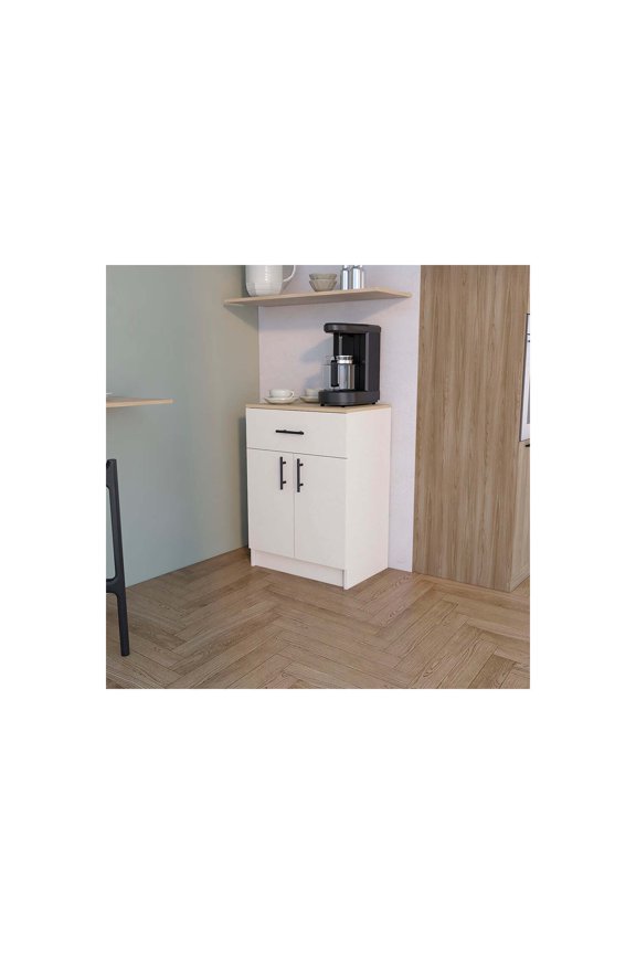 Treevol Furniture Pantry Cabinet Netal, Kitchen, Ivory / Natural Oak