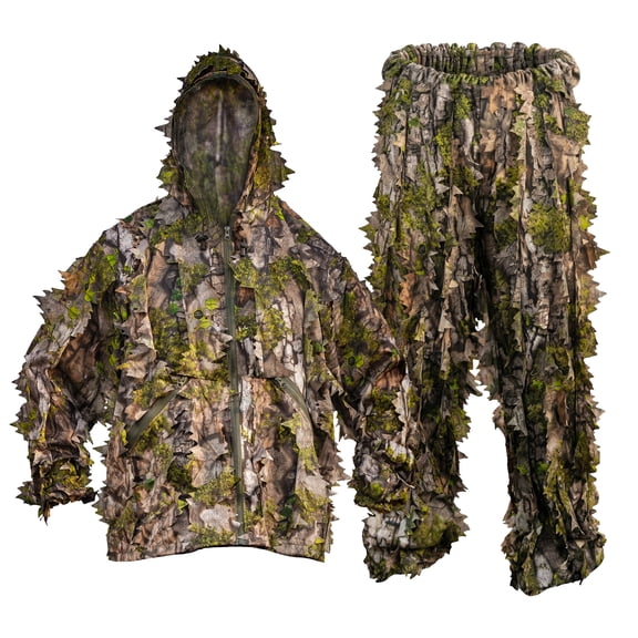 Treezyn Leafy Suit Deer and Turkey Hunting Ghillie Outfit, Early Seezyn Green, S/M