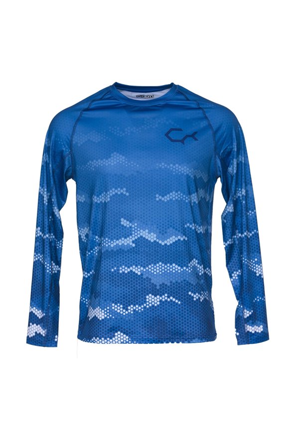 ShadeTech Athletic Fit Lightweight Long Sleeve Fishing Shirt, Deep Blue, 3X