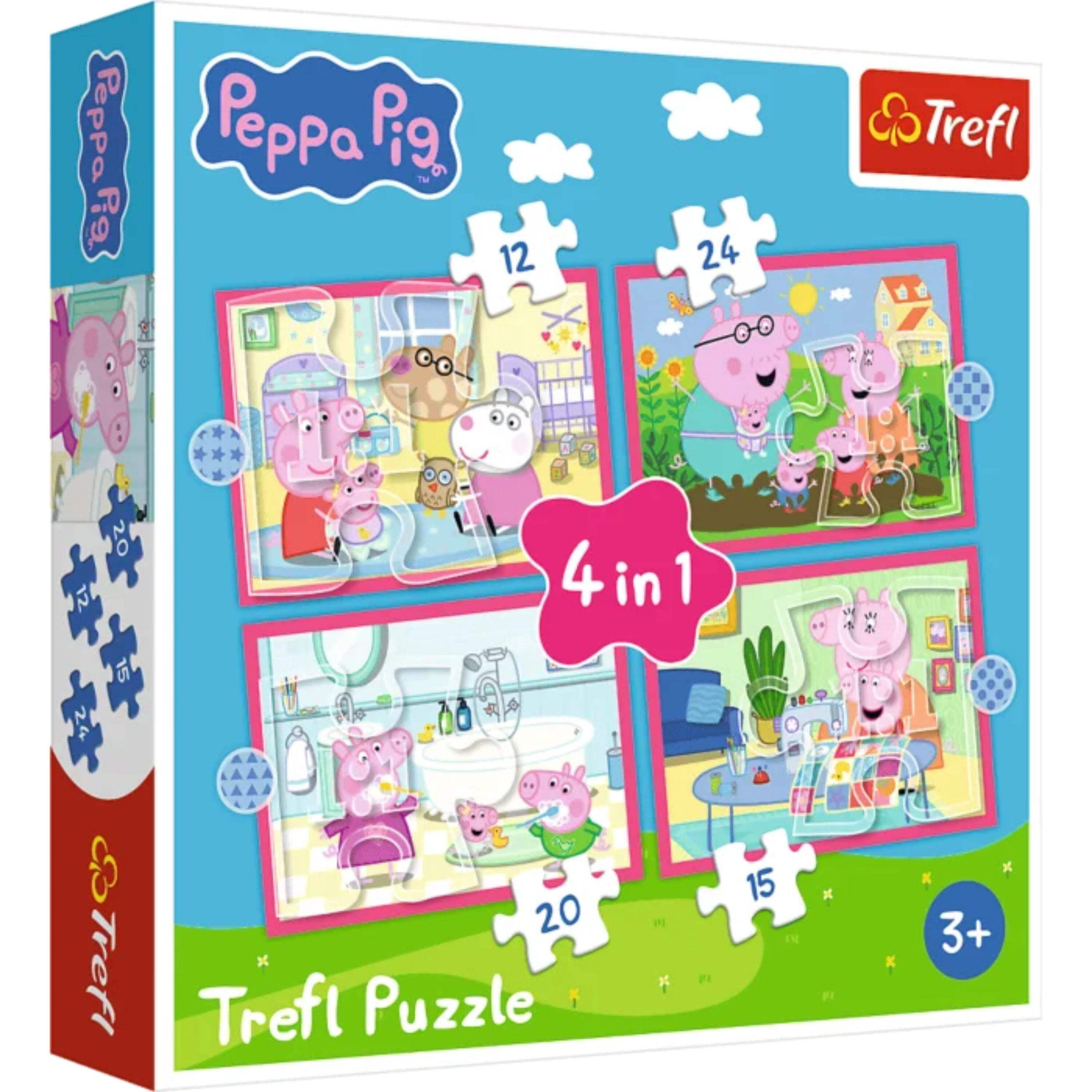Trefl 4 in 1 (12, 20, 24 15 Piece) Jigsaw Puzzle - Peppa Pig Loves ...