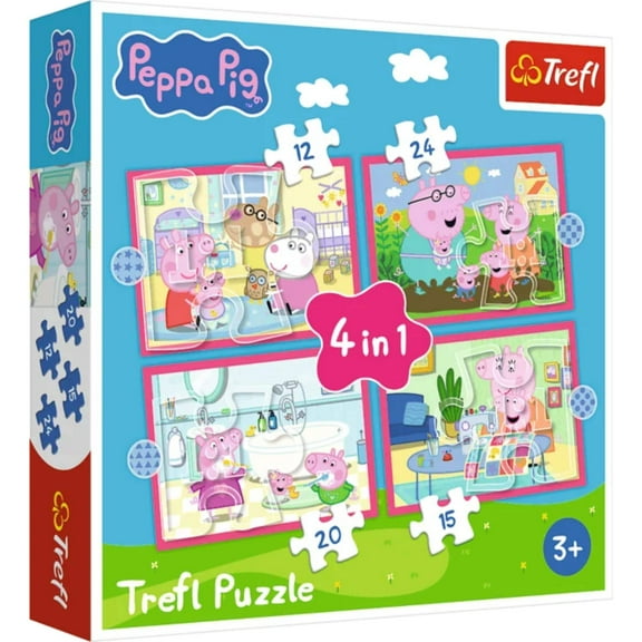 Trefl 4 in 1 (12, 20, 24 15 Piece) Jigsaw Puzzle - Peppa Pig Loves Adventures