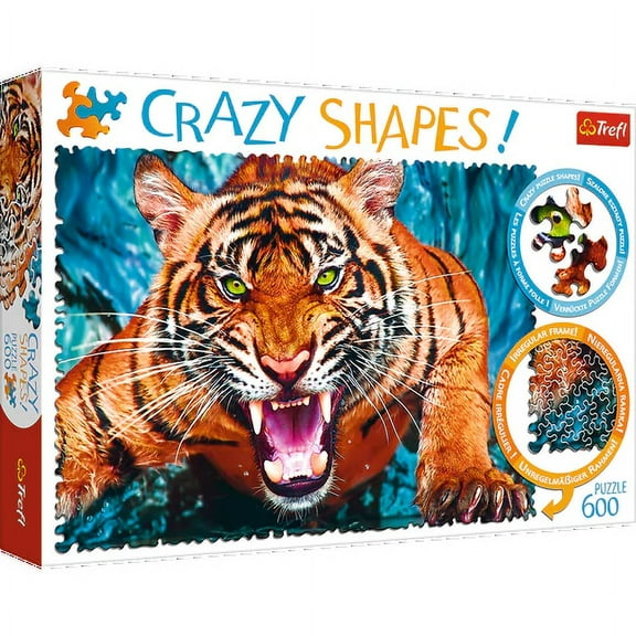 Trefl 600 Piece Crazy Shape Jigsaw Puzzle Facing a Tiger Multicolor