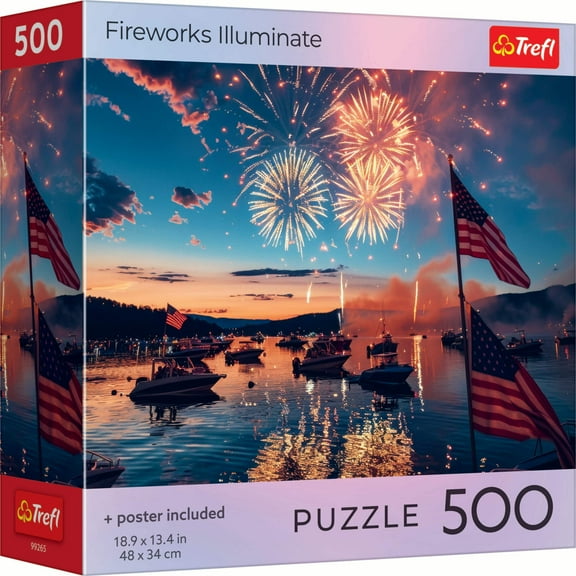 Trefl Red Fireworks Illuminate 500 Piece Puzzle