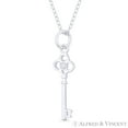 thumbnail image 1 of Trefoil Clover Bow CZ Crystal Key Charm Pendant & Chain Necklace in .925 Sterling Silver, 1 of 1