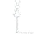 thumbnail image 1 of Trefoil Clover Bow Skeleton Key Love Charm Pendant & Chain Necklace in .925 Sterling Silver, 1 of 1