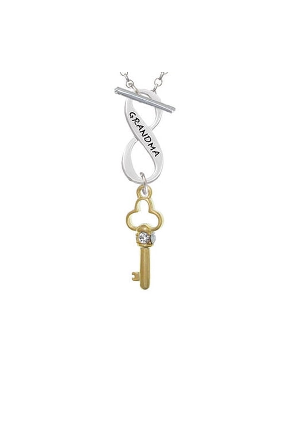 Trefoil Key with Crystals Grandma Infinity Toggle Chain Necklace