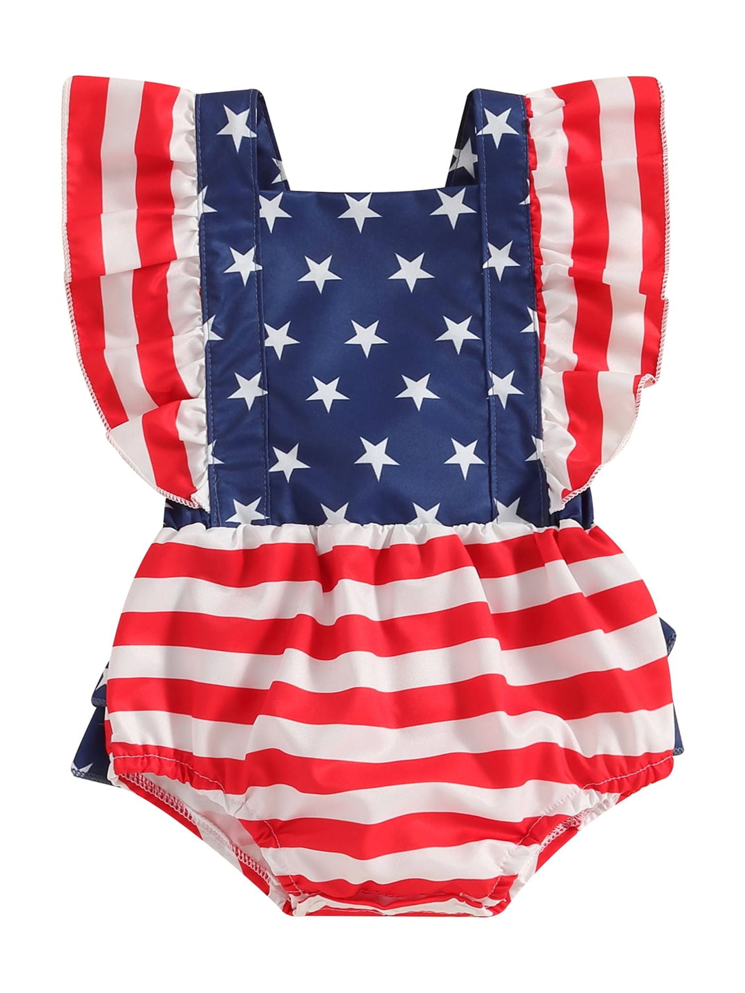 Kuriozud 4th Of July Outfits Baby Girl USA Romper Fourth Of July Onesie Independence Day Bodysuit Memorial Day Clothesblue Flag 5153594 6902261