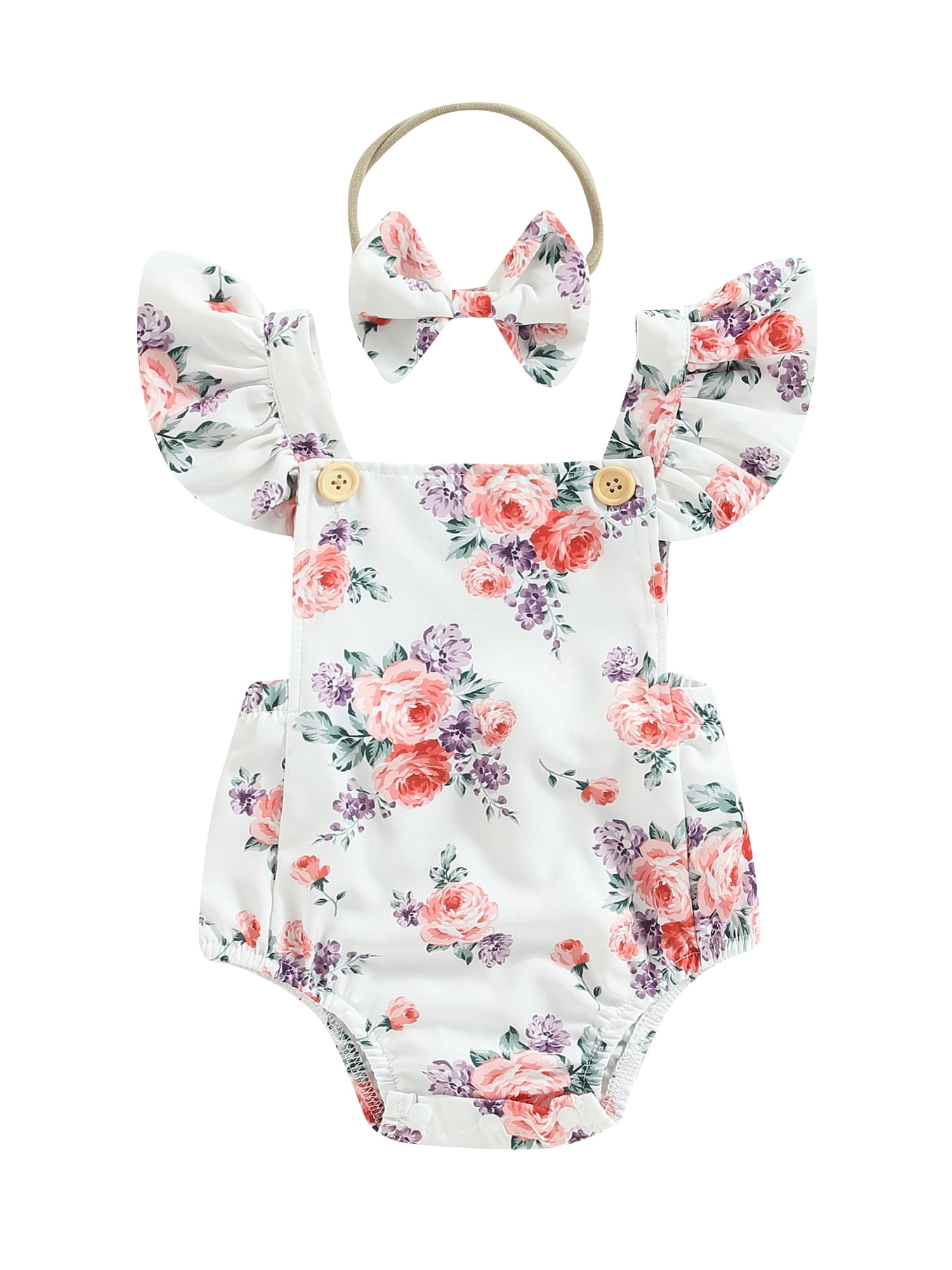 Baby Girl Floral Romper | Long Sleeve Vintage Newborn Outfit