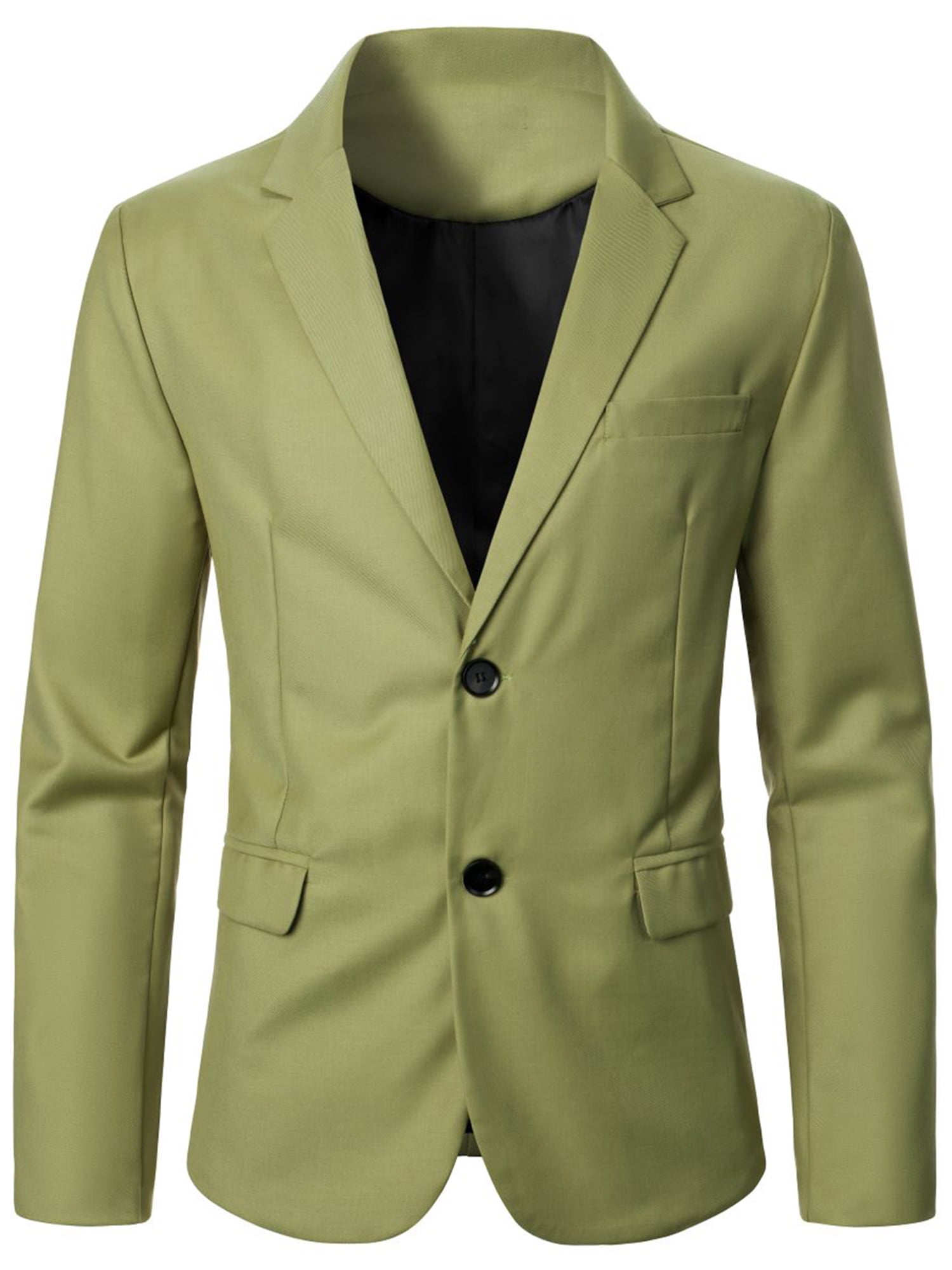 Tregren Men Casual Blazer Solid Color Notch Lapel Suit Jacket Blazer ...