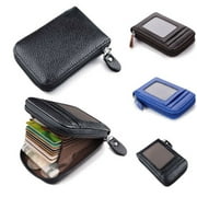 Tregren Men Wallet Thin Leather Zipper Wallet ID Credit Card Case Pocket Organizer Money Coin Bag