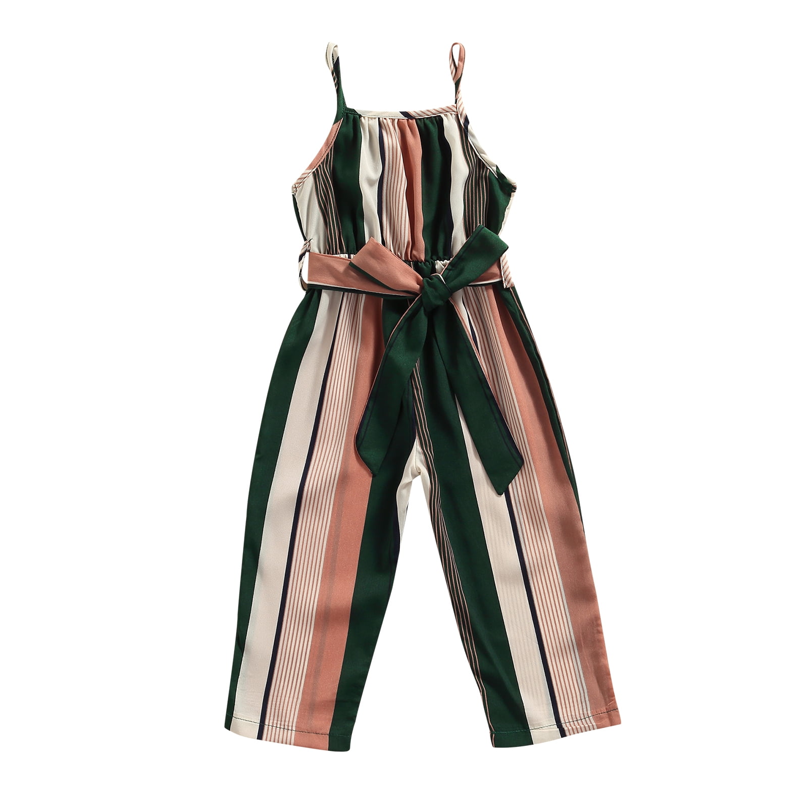 Tregren Toddler Baby Girl Strap Romper Striped Sleeveless Jumpsuit One