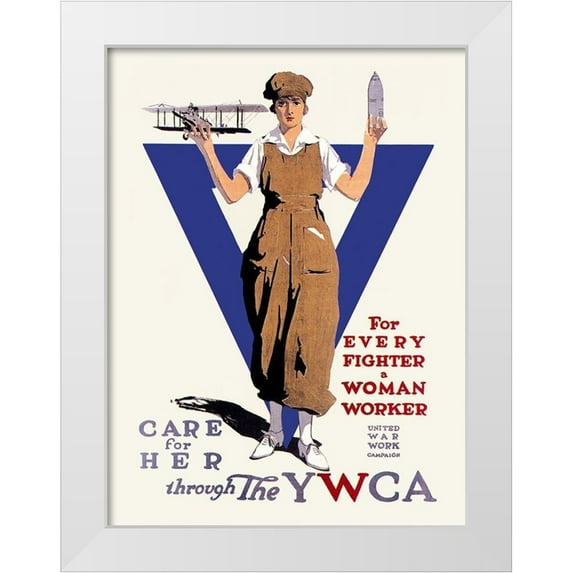 Treidler, Adolph 12x14 White Modern Wood Framed Museum Art Print Titled - United War Work Campaign