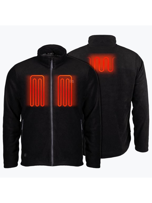 Trek 2.0 Heated Fleece Jacket for Men, Three Heat Zones, High-Pile Lining, YKK Zippered Hand Pockets
