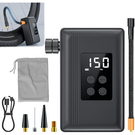 Trek Air Rush Electric Pump, Mini Electric Bike Pump, 150 Psi High Pressure Fast/Intelligent Inflation, 29s Fast Inflation, Three Lighting Modes for Road Bike, Mountain Bikes, Motorcycles