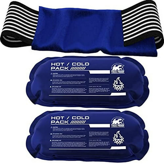 TrekProof Ice Pack (3-Piece Set) Reusable Hot and Cold Therapy Gel Wrap Support Injury Recovery, Alleviate Joint and Muscle Pain (3 Piece Set - Large)
