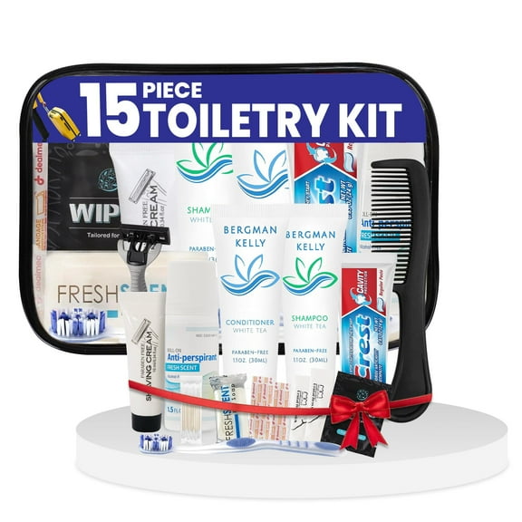 TrekTote 15-Piece Travel Toiletry Kit - TSA Approved Unisex Toiletry Bag