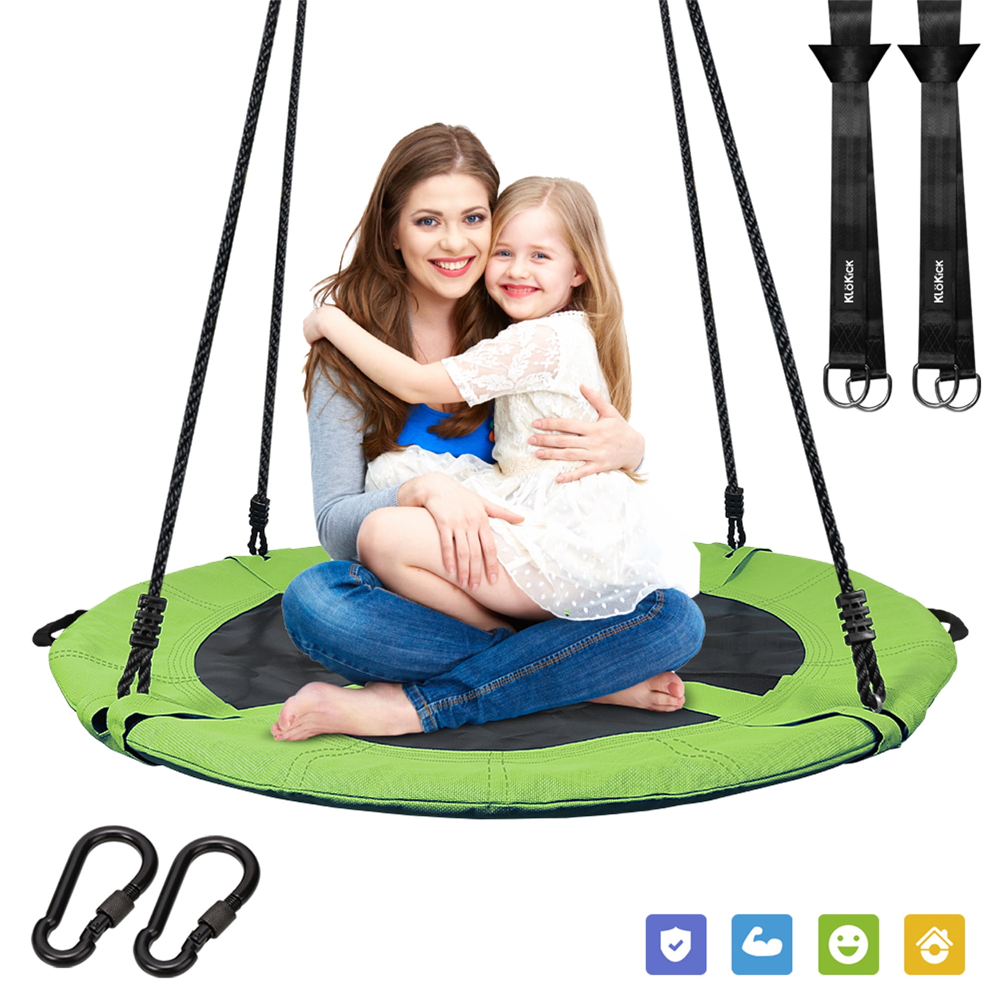 Trekassy 40'' Green Waterproof Steel Frame Saucer Tree Swing